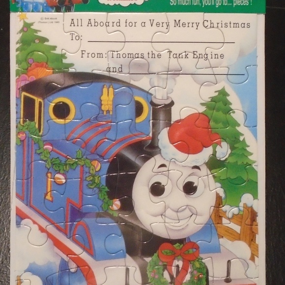 RARE! CARLTON PUZZLE CARDS w/ENVELOPE THOMAS THE TANK ENGINE CHRISTMAS NEW - Picture 3 of 6